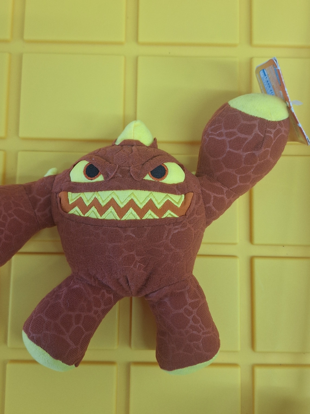SkylandPlush Monster Toy in Rust Brown with Yellow Accents - Kids Stuffed Animal